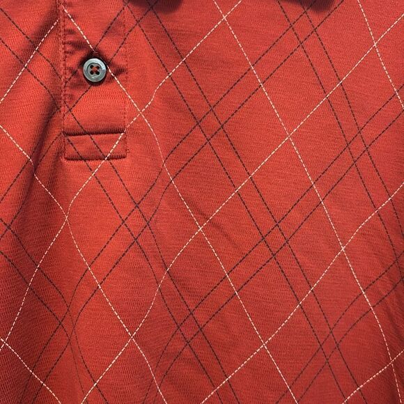 1/4 button Polo shirt the foundry quick dri short sleeve red diamond print 3XLT - Picture 3 of 5